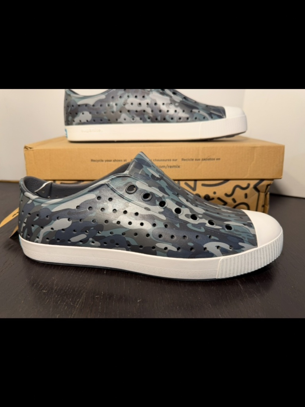 Native Jefferson Sugarlite Print Slip On Shoes Dublin Grey/Pigeon Eucamo Mens 11